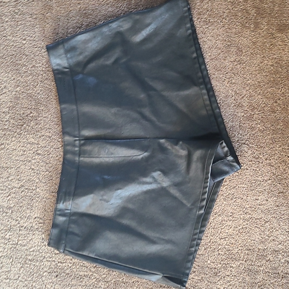 Black pleather shorts